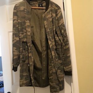 Camouflaged long trench coat